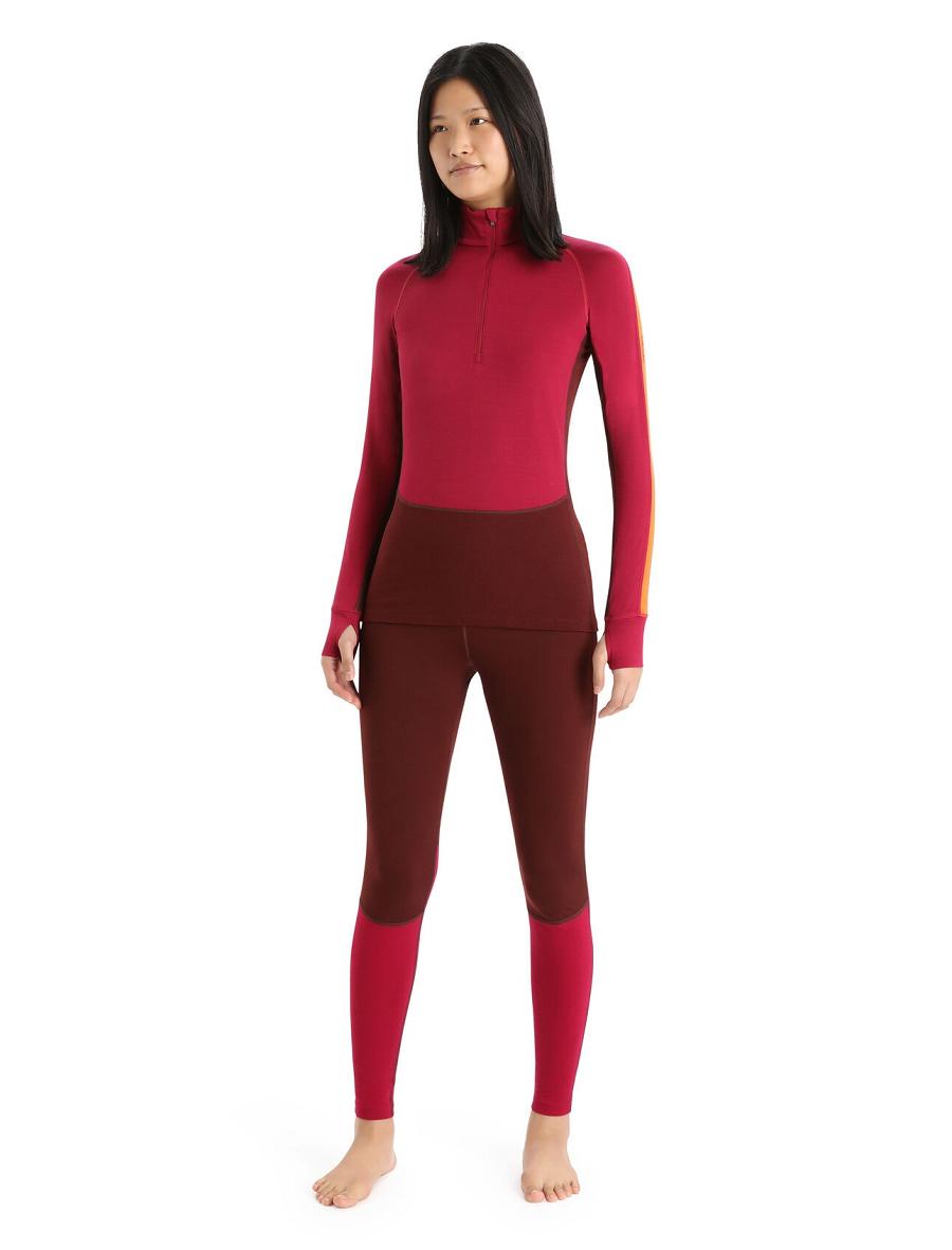 Base Layers Icebreaker 260 ZoneKnit™ Merino Long Sleeve Half Zip Damskie Różowe | PL 1066HAPK